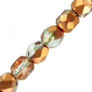 Czech Fire polished faceted glass beads 3mm Crystal capri gold